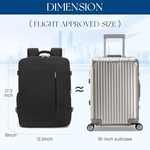 Large Travel Laptop Backpack, Carry on Backpack, 17.3 Inch Durable Business Work Sport Bag with USB Port, Water Resistant Rucksack Book Bag Gifts for Men Women, Black 22 - Image 5