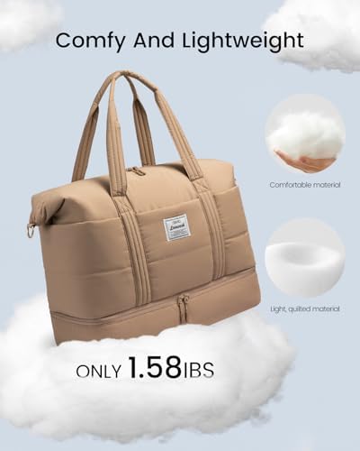 LOVEVOOK Travel Duffle Bag for Women, 3Pcs Puffer Large Weekender Overnight Bag with Shoe Compartment, Water Resistant Gym Duffel Bag, Carry on Bag for Hospital Delivery with Toiletry Organizer - Image 3