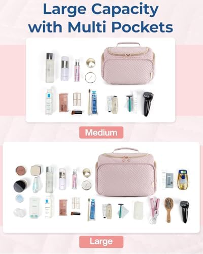 BAGSMART Travel Toiletry Bag, Large Wide-open Travel Bag for Toiletries, Makeup Cosmetic Travel Bag with Handle - Image 4