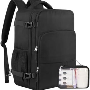 Travel Backpack for Men Women, Personal Item Travel Bag with Multi-Pockets, Airline Approved Carry on Backpack Fits 16inch Laptop, Waterproof Casual Backpack for College,Travel, Work