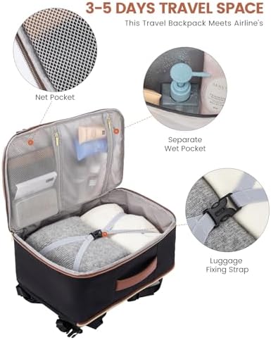 LOVEVOOK Travel Backpack for Women,40L Carry On Backpack for Airplanes,17.3 Inch Laptop Personal Item Travel Bag - Image 9