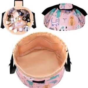Large Barrel Drawstring Makeup Bag,Travel Makeup Bag,Portable Cosmetic Bag Make Up Organizer Bag for Travel Accessories Essentials and Hair Product,Gifts for Women Girls(cat makeup bag)