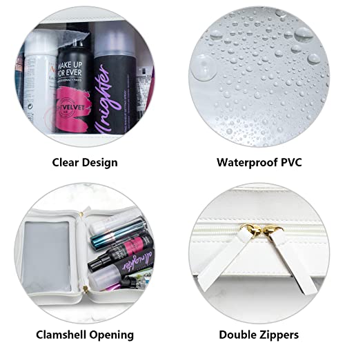 LETGO Clear Makeup Bags, TSA Approved Toiletry Bag with Zipper, Clear Makeup Organizer Fit Carry-on Travel Essentials,Clear Cosmetic Bags for Women Men (C-Beige) - Image 8