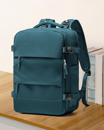 coowoz Large Travel Backpack For Women Men,Carry On Backpack,Hiking Backpack Waterproof Outdoor Sports Rucksack Casual Daypack Travel Essentials(Peacock Blue) - Image 2