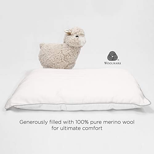 Woolino Toddler Pillow, Premium Breathable 100% Wool Fill & Cotton Cover Toddler Sleeping Pillow, Small Kids Travel Size, 14x19 - Image 3