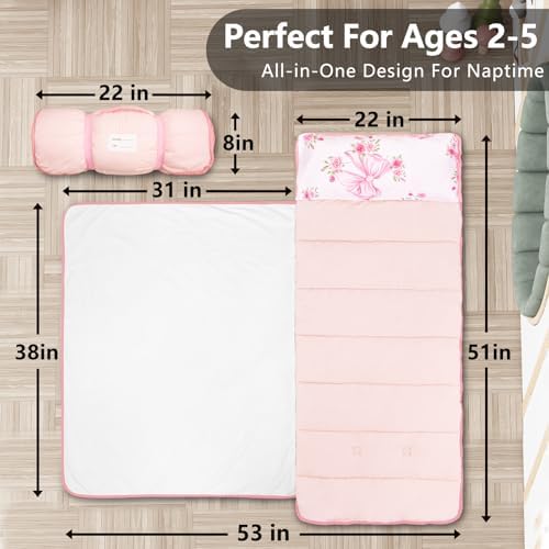 Primlect Toddler Nap Mat with Removable Pillow and Soft Blanket, Portable Sleeping Bag with Roll up Design, Washable, Light, Perfect for Daycare, Preschool, Kindergarten, Travel, Boys and Girls - Image 3