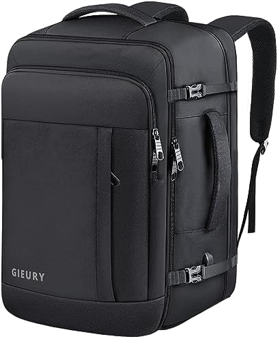 Carry On Backpack, 50L Travel Backpack, Luggage Backpack TSA Flight Approved Laptop Backpack for Men & Women, Large Expandable Bag 40L Daypack Lightweight Business Weekender Bag, Black