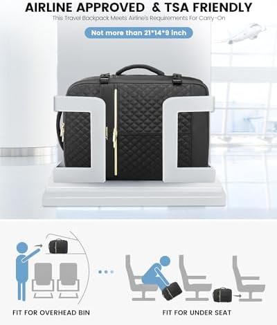 LOVEVOOK Carry On Travel Backpack for Women, 40L Personal Item Travel Bag Flight Approved, TSA Large Backpack for 17'' Laptop, Waterproof Weekender Business Hiking Bag with 3 Packing Cubes - Image 5