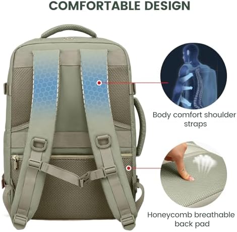 LOVEVOOK Travel Backpack For Women,40L Carry On Backpack Flight Approved,TSA Personal Item Travel Bag Fits 17 Inch Laptop,Business Weekender Overnight Daypack with Toiletry Bag and Cubes - Image 5