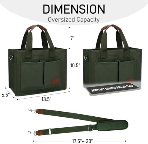 KKXIU Large Canvas Tote Bag for Women with Zipper and Compartments Crossbody Work Bible Messenger Purse Bag With Pockets - Image 5