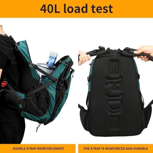 40L Waterproof Lightweight Outdoor Daypack Hiking,Camping,Travel Backpack for Men Women Dark Green - Image 5