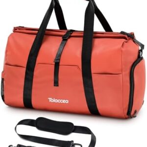 Tolaccea Gym Duffel Bag for Women, Travel Bags Foldable Sports Duffle with Shoe Compartment & Wet Pocket, Lightweight & Water-Resistant, Perfect for Workout, Weekender Overnight & Carry-On Expandable