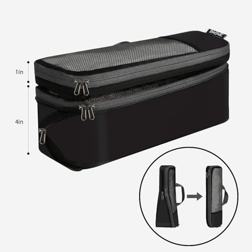 BAGAIL 4 Set/6 Set/8 Set Compression Packing Cubes Travel Accessories Expandable Packing Organizers (Half Mesh, 6-Black) - Image 6