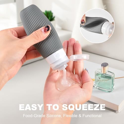 Travel Size Toiletries (18 Pack), TSA Approved Silicone Containers jar Kit, Airplane Essentials Toiletry Bottles Bag, Leak Proof Refillable Accessories for Conditioner, Shampoo, Lotion & Body Wash - Image 3