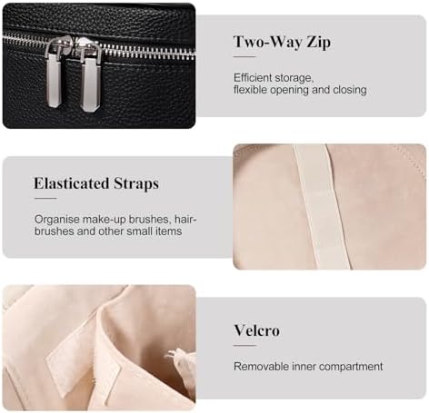 Makeup Bag, Travel Make up Case with Compartments and Handle, Portable Cosmetic Organizer Bags,Toiletry Bag for Women - Image 5