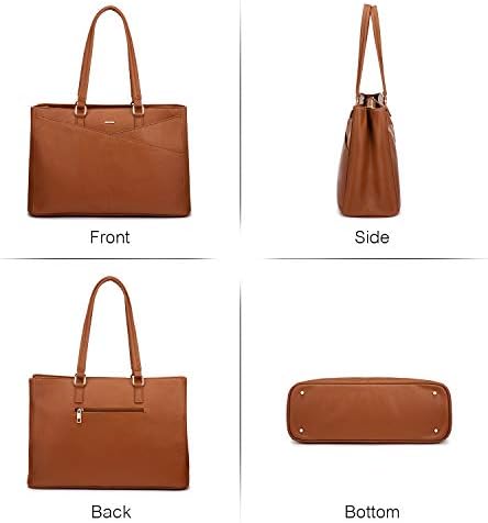 Laptop Tote Bag for Women,15.6 Inch Waterproof Computer Bags Women Business Office Work Bag Briefcase, Brown - Image 8