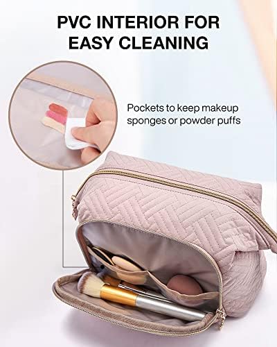 BAGSMART Travel Makeup Bag, Cosmetic Bag Make Up Organizer Case,Large Wide-open Pouch for Women Purse for Toiletries Accessories Brushes - Image 3