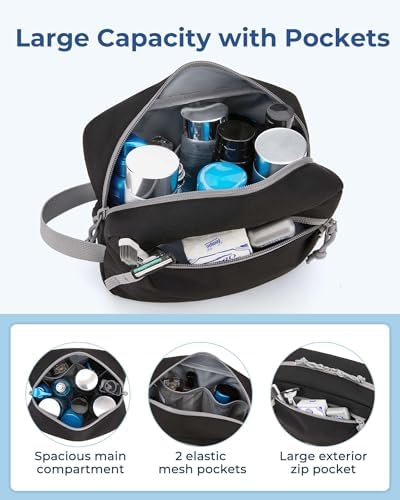 BAGSMART Travel Toiletry Bag for Men and Women, Water-resistant Small Hygiene Organizer for Bathroom Shower, Black - Image 2