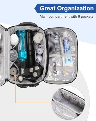 Relavel Toiletry Bag for Men, Hanging Toiletries Bag for Women Water Resistant Dopp Kit Shaving Bag, Travel Essentials Large Capacity Organizer Case for Toiletries Accessories, Black - Image 3