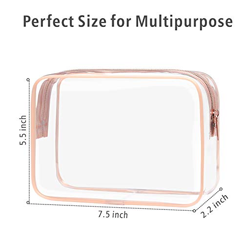 PACKISM Clear Makeup Bag - TSA Approved Toiletry Bag for Travel Size Toiletries, Travel Clear Toiletry Bag Quart Size Bag, Carry on Airport Airline Compliant Bag, Rose Pink(for age 12 or above) - Image 4