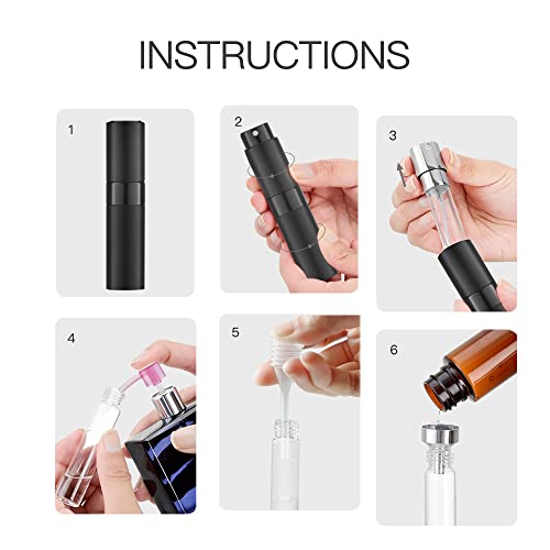 LISAPACK 8ML Atomizer Perfume Spray Bottle for Travel (3 PCS) Empty Cologne Dispenser, Portable Sprayer (Black) - Image 5