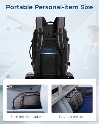 BAGSMART Travel Backpack for Women Men, 40L Flight Approved Carry on Backpack with Shoe Bag, TSA Large Personal Item Backpack with 17 Inch Laptop Compartment, Weekender Suitcase for Travel, Grey - Image 6