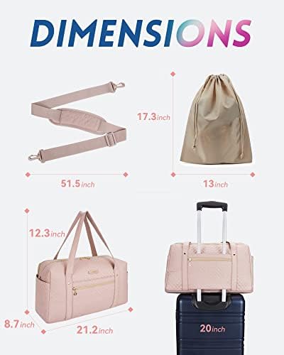Travel Duffle Bag, BAGSMART 37L Weekender Overnight Bag with Wet Pocket for Women, Large Carry On Bag with Laptop Compartment and Shoes Bag for Travel, Business Trips, Sports(Pink) - Image 7