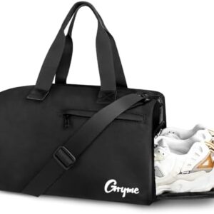 Gryme 15 Inch Small Gym Bag with Shoes Compartment and Wet Pocket, Mini Duffle Bag for Men & Women, Small Sports Bag for Travel Carry On, Swimming, Workout, Weekender Overnight