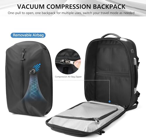 Vacuum Backpack Travel, Airback Backpack 60L Expandable Travel Easyvacpack, Compression Carry-On Vacuum Bags with Pump and TSA Lock, Ideal for Traveler Businessman College Graduate Coworker, Black - Image 4