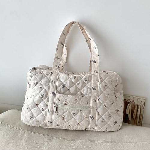 Cute Tote Duffel Bags Women White Flower Travel Duffel Bag Weekender Overnight Duffel Travel Carry On Purses for Women Work Diaper Gym Tote Hospital Bag for Labor Delivery - Image 3