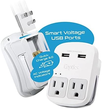 Ceptics Universal Travel Adapter Kit – 2 USA sockets, 1x USB-A & C, 1x PD 35W Type C port and cable, Surge Protected, Plugs for EU, UK, China, AU, Japan - Use with Laptop, Phones, Cameras - ETL Tested - Image 3