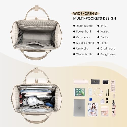 LOVEVOOK Laptop Backpack for Women,15.6 Inch Work Teacher Nurse Bag,Business Computer Backpack Purse with USB Port,Stylish Casual Daypack for Travel - Image 2