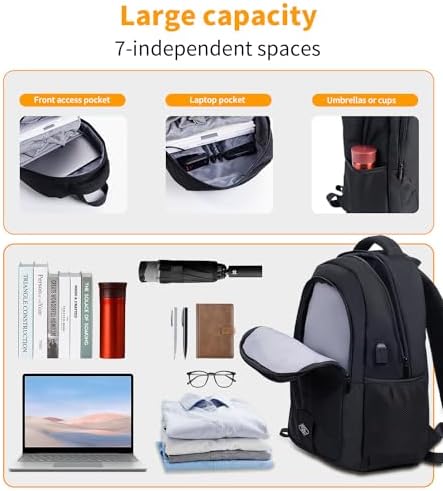 Zecti Travel Laptop Backpack for Men Women Durable Carry on Backpack for Work, Travel, College Backpack with USB Charging Hole, Water Resistant, Large Capacity - Image 4