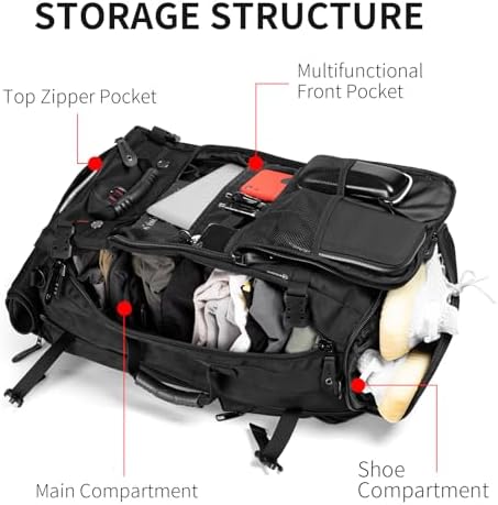 Travel Backpack Carry On Backpack Durable Convertible Duffle Bag Fit for 15.6 Inch Laptop for Men and Women hiking airplane shoes bag extendable three way uses multiple - Image 4