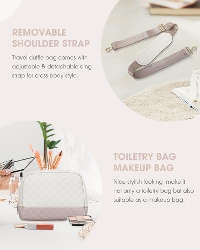 Travel Duffle Bag Weekender for Women - Carry On Overnight Bag with Shoe Compartment Duffel Bag with Wet Pocket Large Gym Weekend Bags Set Hospital Bags for Labor and Delivery Beige - Image 7