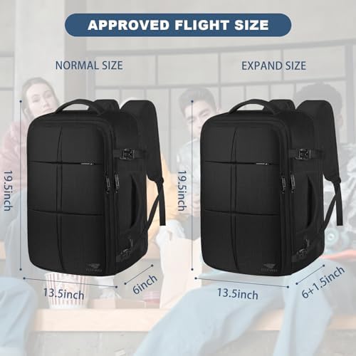 Extra Large Travel Backpack, 55L Carry On Backpack Flight Approved with USB Charging Port, Expandable Waterproof Business Luggage Casual Bag Fits 18.4 Inch Laptops, Travel Gifts for Men Women - Image 2