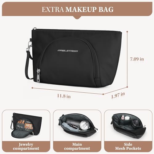 Maelstrom Gym Bag for Women,40L Travel Duffel Bag with Shoes Compartment and Wet Pocket,Waterproof Carry On Weekender Bag,Sport Gym Tote Bags Swimming Yoga, Hospital Holdalls-Black - Image 5