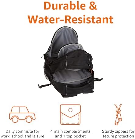 Amazon Basics Laptop Backpack for School, Work, Travel, Fits Up to 17-inch Laptops, Binders, Black - Image 5