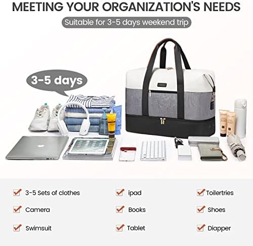 LOVEVOOK Weekender Bag, Large Travel Duffel Bag for Women with 2 Packing Cubes, Carry on Overnight Bag with Shoe Compartment, Mom Hospital Bags for Labor and Delivery - Image 9