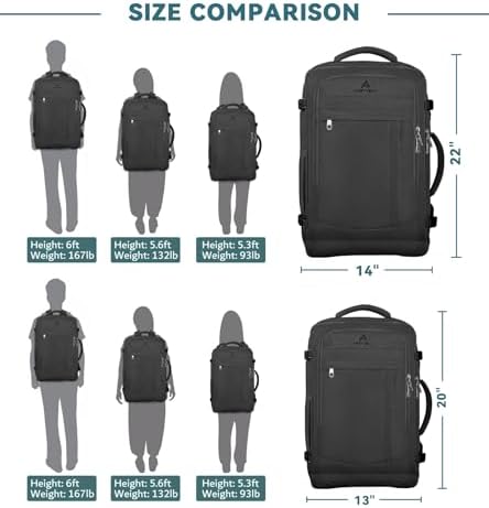 Travel Backpack, 50L Expandable Extra Large Laptop Backpack, Carry On Backpack Airline Approved Water Resistant Business Suitcase Daypack Bag Fits 17 Inch Laptops, Travel Gifts for Men Women, Black - Image 8
