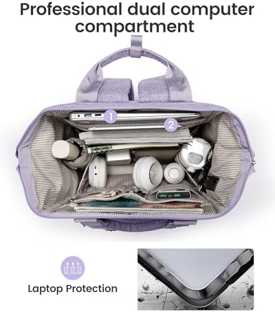 LOVEVOOK Laptop Backpack for Women, 15.6 Inch Teacher Nurse Bag Work Travel Computer Backpacks Purse, College Bookbag for School, Water Resistant Daypack, 15.6 inch - Image 3