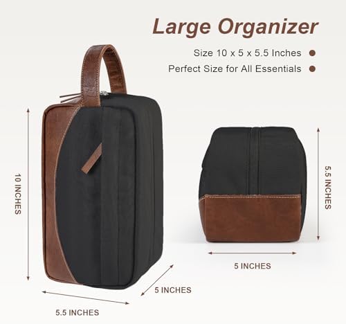 Travel Toiletry Bag for Men, Hanging Toiletry Organizer, Water Resistant Shaving Kit with Large Capacity for Travel Accessories (Black) - Image 3