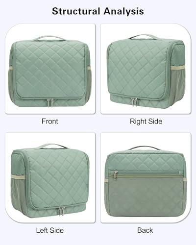 Relavel Toiletry Bag for Men, Hanging Travel Makeup Bag for Women, Waterproof Large Cosmetic Organizer Multiple Compartments for Accessories, Full Sized Toiletries Dopp Kit Shaving Bag (Green, Medium) - Image 8