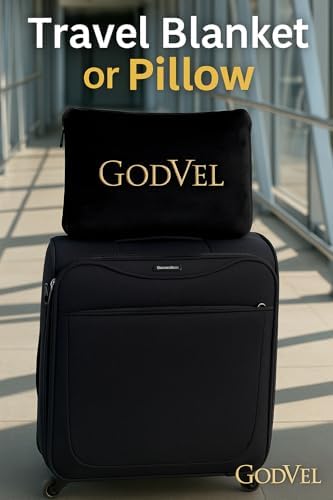 Travel Blanket and Pillow Set 2 in 1- Soft Fleece Throw Blanket with Portable Carry Bag - Perfect for Airplane, Car, and Camping, Travel Essentials- Black. - Image 9
