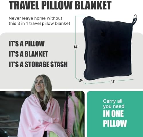 TAKE OFF All-in-One Travel Blanket and Pillow - Super Soft Microfiber Fabric, 3 Day Clothing Storage with Secure Zipper Pockets Keep Valuables Safe, Hand Free Trolley Holder, Ultimate Travel Accessory - Image 2