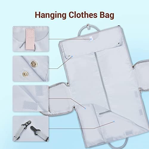 Garment Bags for Travel, Convertible Suit Travel Bag for Women, Stylish Carry On Garment Bag with Toiletry Pocket, Shoulder Strap and Shoes Compartment, 2 in 1 Foldable PU Leather Duffle Bag, Blue - Image 7
