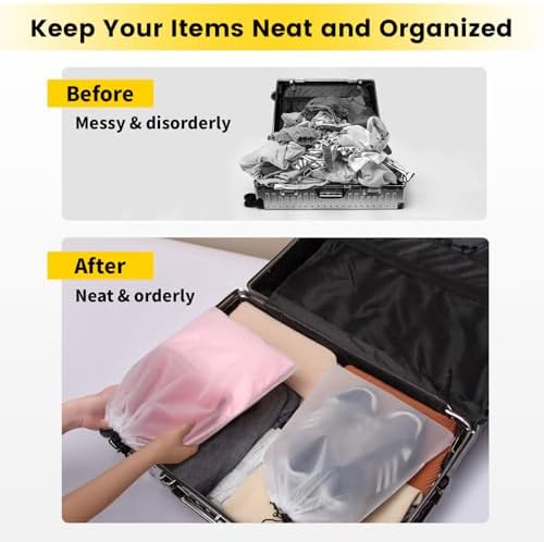 Vorspack Shoe Bags for Travel - 6 Pcs Transparent Drawstring Backpack Travel Shoe Bag Clear Drawstring Bag Large Shoe Organizer with Rope Travel Essentials for Men Women - Image 3