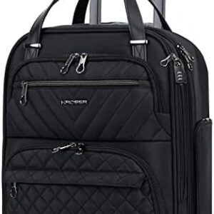 KROSER Carry On Underseat Multi-functional, 16-inch Underseater Lightweight Overnight Suitcase for Men Women, Black