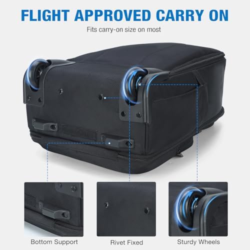 Rolling Backpack - 15.6 inch Laptop Backpack for Adults with Wheels Flight Approved Water Resistant Carry on Wheeled Backpacks for Travel Trip Business College Commute Black - Image 5