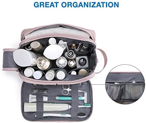 BAGSMART Toiletry Bag for Men, Travel Toiletry Organizer Dopp Kit Water-resistant Shaving Bag for Toiletries Accessories, Door Room Essentials,Pink-medium - Image 5